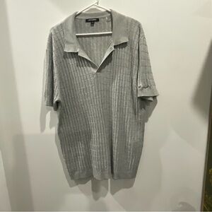 Karl Lagerfeld Paris Light Gray Knit Polo Sweater, sz XXL